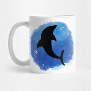 watercolor with dolphin silhouette Mug